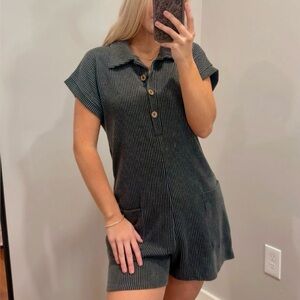 Striped Button-Up Romper